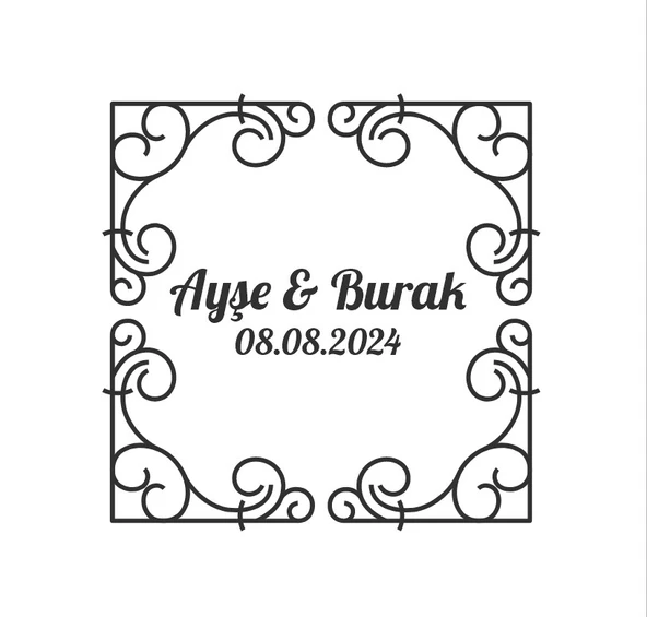 Kare Çerçeveli Etiketi Kına Nişan Düğün 3x3 cm özel etiket / 50 adet sticker ürün görseli 1