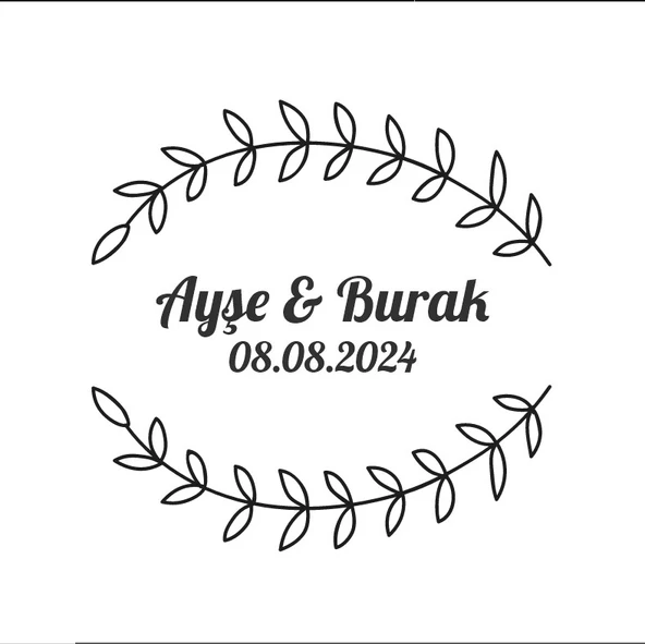 Altın Çerçeveli Çam Kozalaklı Etiket Kına Nişan Düğün 3x3 cm özel etiket / 50 adet sticker ürün görseli 1