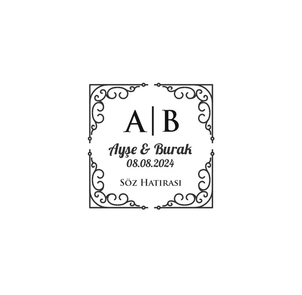 Kırmızı Meyveli Kare Çelenk Etiketi Kına Nişan Düğün 3x3 cm özel etiket / 50 adet sticker ürün görseli 1