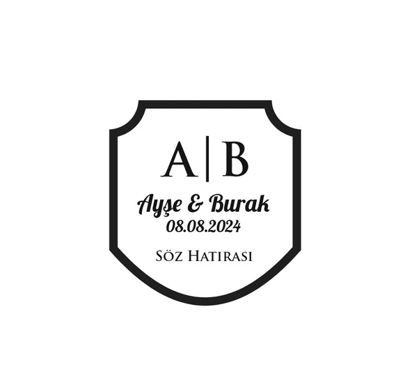 Geniş Kalkan Mühür Kına Nişan Düğün 3x3 cm özel etiket / 50 adet sticker ürün görseli 1