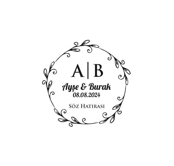 Klasik Dikdörtgen Mühür Kına Nişan Düğün 3x3 cm özel etiket / 50 adet sticker ürün görseli 1