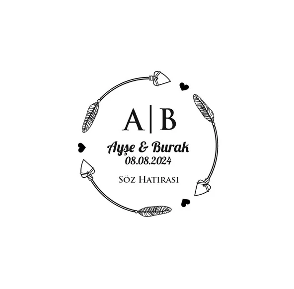 Köşeleri Yuvarlatılmış Kare Mühür Kına Nişan Düğün 3x3 cm özel etiket / 50 adet sticker ürün görseli 1