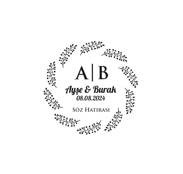 Yarım Ay Dikdörtgen Mühür Kına Nişan Düğün 3x3 cm özel etiket / 50 adet sticker ürün görseli 1