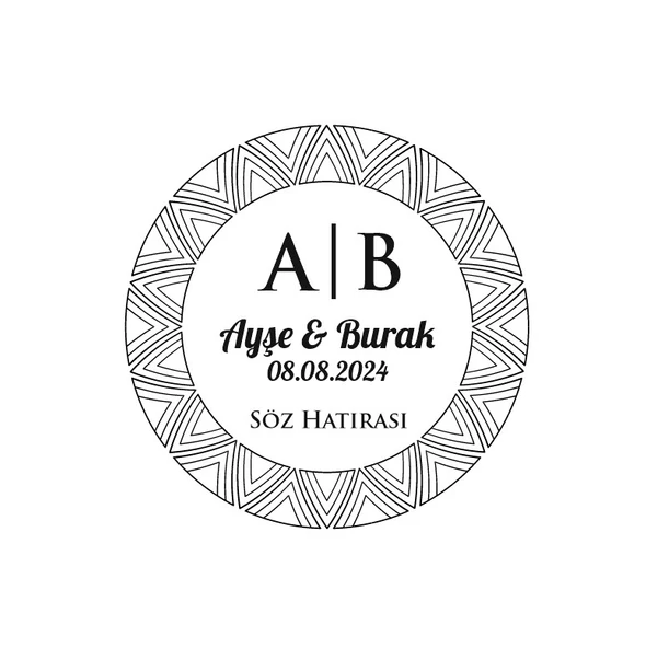 Geometrik Desenli Yuvarlak Mühür Kına Nişan Düğün 3x3 cm özel etiket / 50 adet sticker ürün görseli 1