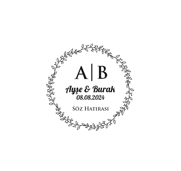Köşeleri Çiçekli Dikdörtgen Mühür Kına Nişan Düğün 3x3 cm özel etiket / 50 adet sticker ürün görseli 1