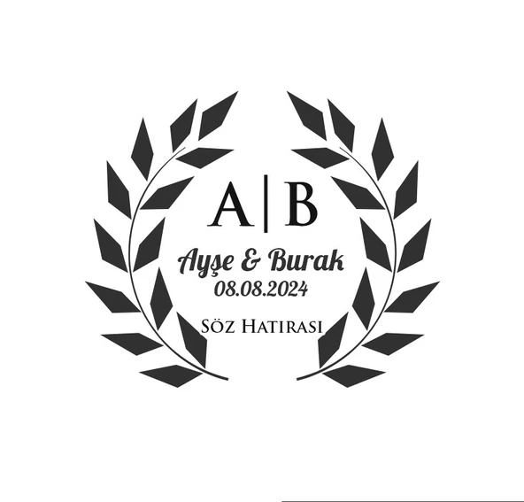 Yapraklı Kış Oval Etiket Kına Nişan Düğün 3x3 cm özel etiket / 50 adet sticker ürün görseli 1
