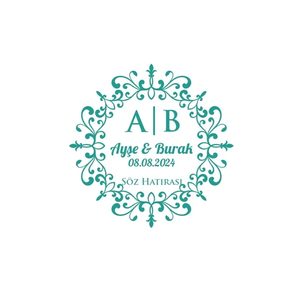 Şekilli Dalgalı Dikdörtgen Mühür Kına Nişan Düğün 3x3 cm özel etiket / 50 adet sticker ürün görseli 1