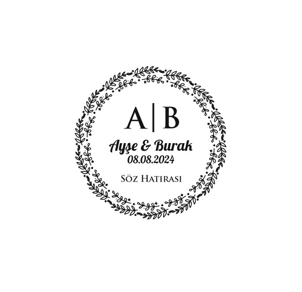 İki Taraflı Çiçek Desenli Dikdörtgen Mühür Kına Nişan Düğün 3x3 cm özel etiket / 50 adet sticker ürün görseli 1