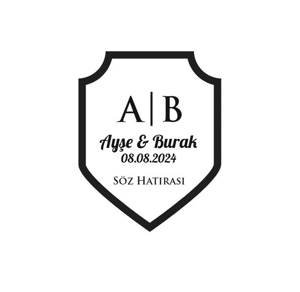 Köşeli Üst Kalkan Mühür Kına Nişan Düğün 3x3 cm özel etiket / 50 adet sticker ürün görseli 1