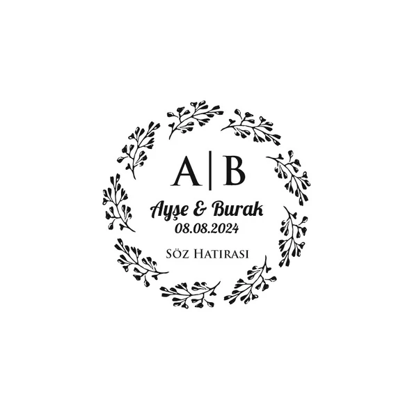 İnce Çerçeveli Dikdörtgen Mühür Kına Nişan Düğün 3x3 cm özel etiket / 50 adet sticker ürün görseli 1