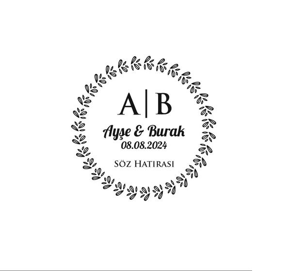 Kemerli Kalın Çizgili Dikdörtgen Mühür Kına Nişan Düğün 3x3 cm özel etiket / 50 adet sticker ürün görseli 1