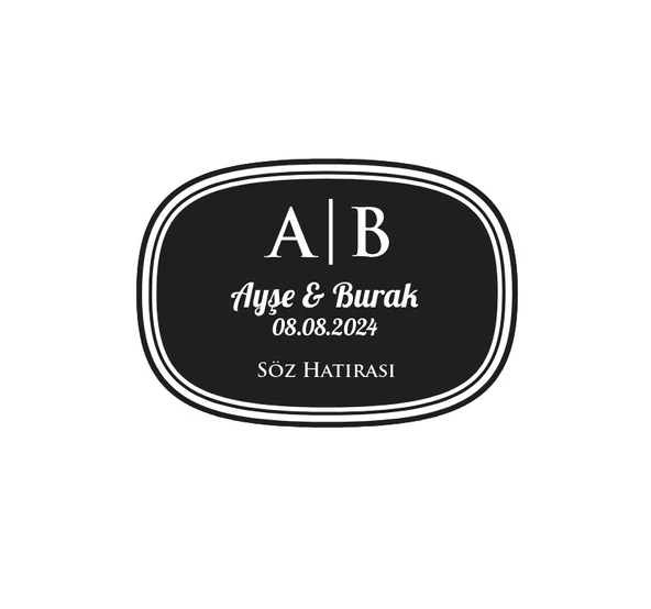 Oval Mühür Kına Nişan Düğün 3x3 cm özel etiket / 50 adet sticker ürün görseli 1