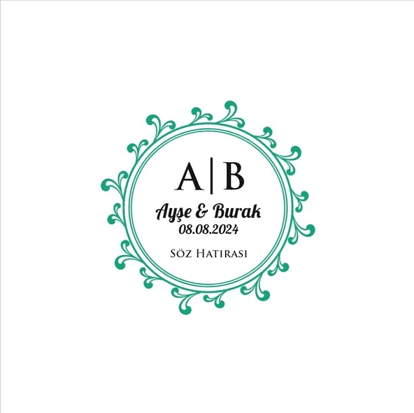 Kenarları Kabarık Dikdörtgen Mühür Kına Nişan Düğün 3x3 cm özel etiket / 50 adet sticker ürün görseli 1
