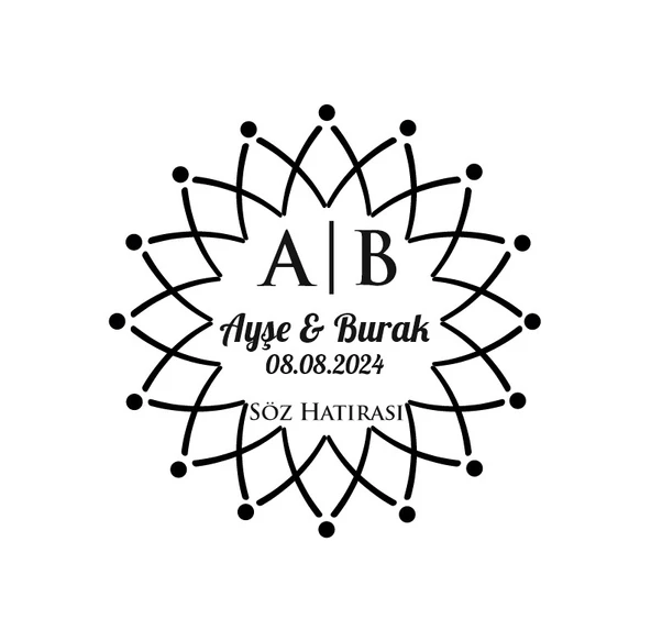 Çiçek Desenli Yuvarlak Mühür Kına Nişan Düğün 3x3 cm özel etiket / 50 adet sticker ürün görseli 1