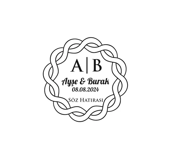 Dalgalı Örgülü Çerçeveli Yuvarlak Mühür Kına Nişan Düğün 3x3 cm özel etiket / 50 adet sticker ürün görseli 1