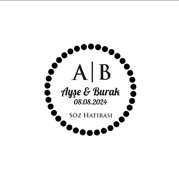 Dolu Halkalı Çerçeveli Yuvarlak Mühür Kına Nişan Düğün 3x3 cm özel etiket / 50 adet sticker ürün görseli 1