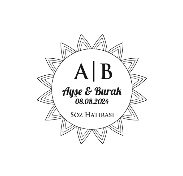 Yaprak Desenli Yuvarlak Mühür Kına Nişan Düğün 3x3 cm özel etiket / 50 adet sticker ürün görseli 1