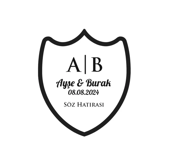 Şampanya Kalkan Mühür Kına Nişan Düğün 3x3 cm özel etiket / 50 adet sticker ürün görseli 1
