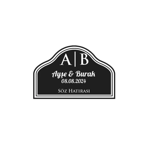 Kemerli Düz Dikdörtgen Mühür Kına Nişan Düğün 3x3 cm özel etiket / 50 adet sticker ürün görseli 1
