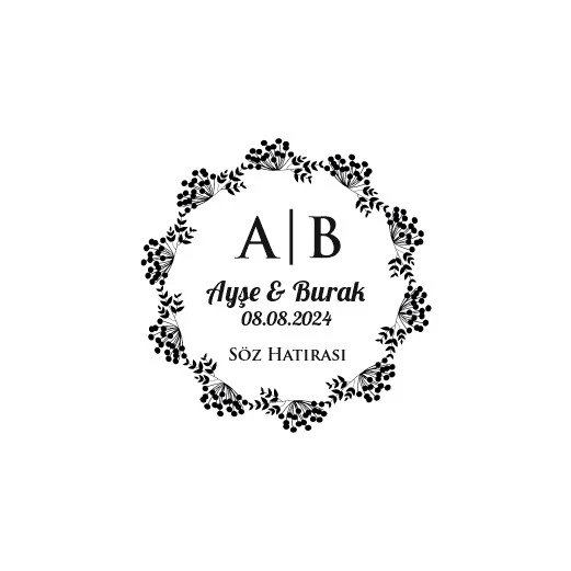 Küçük Meyveli Çelenk Mühür Kına Nişan Düğün 3x3 cm özel etiket / 50 adet sticker ürün görseli 1
