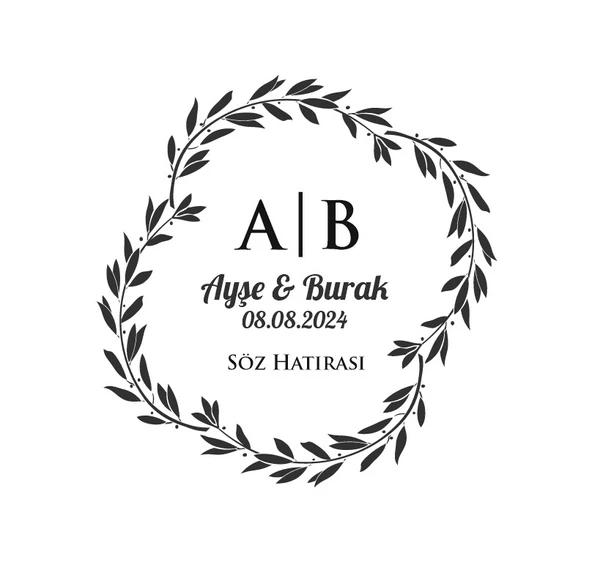 Kış Temalı Oval Çerçeve Etiketi Kına Nişan Düğün 3x3 cm özel etiket / 50 adet sticker ürün görseli 1
