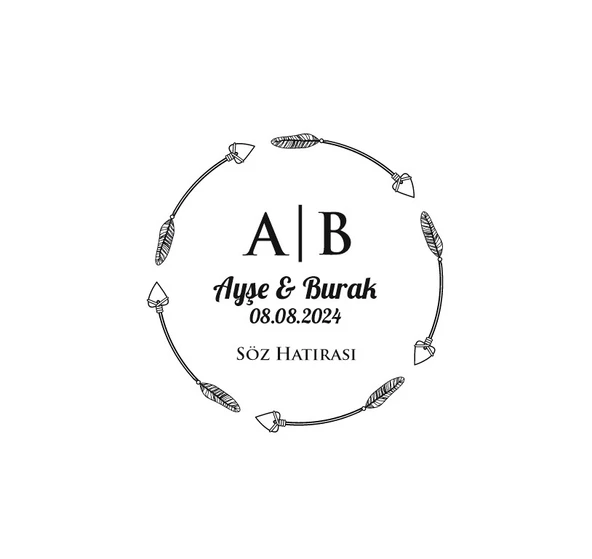 Üst Kıvrımlı Dikdörtgen Mühür Kına Nişan Düğün 3x3 cm özel etiket / 50 adet sticker ürün görseli 1