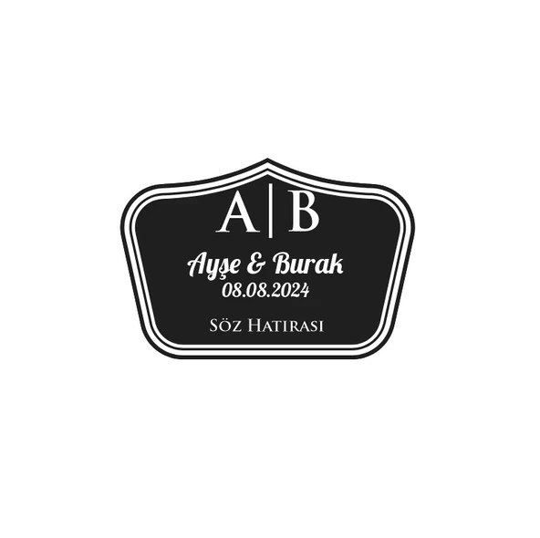Dörtgen Çiçekli Çelenk Etiketi Kına Nişan Düğün 3x3 cm özel etiket / 50 adet sticker ürün görseli 1