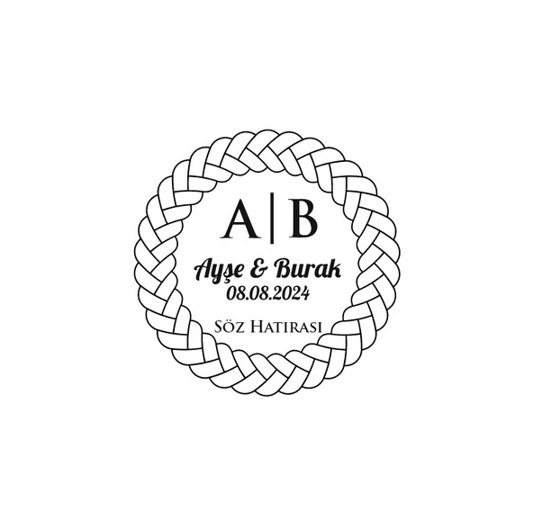 İnce Örgülü Çerçeveli Yuvarlak Mühür Kına Nişan Düğün 3x3 cm özel etiket / 50 adet sticker ürün görseli 1