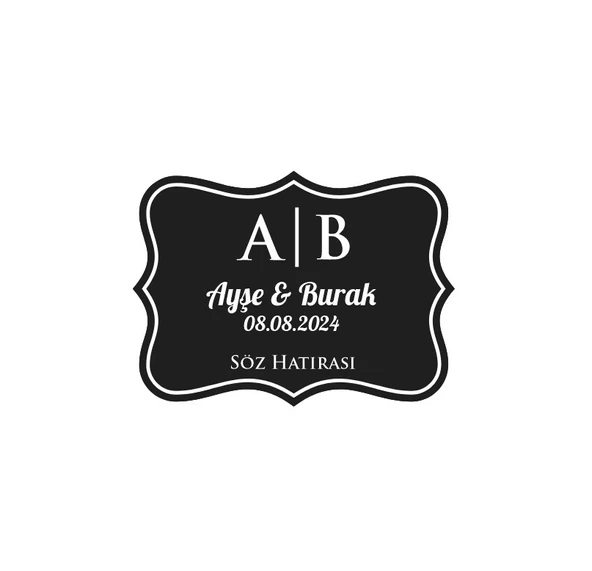 Halkalı Yaprak Çelenk Etiketi Kına Nişan Düğün 3x3 cm özel etiket / 50 adet sticker ürün görseli 1