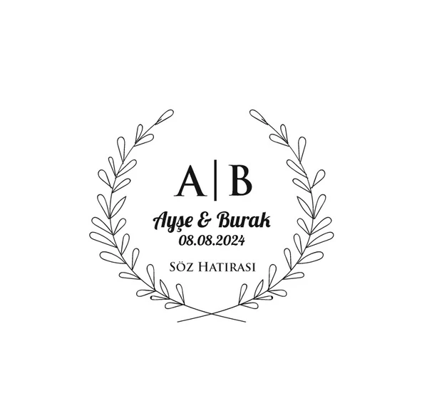 Dişli Kenarlı Dikdörtgen Mühür Kına Nişan Düğün 3x3 cm özel etiket / 50 adet sticker ürün görseli 1