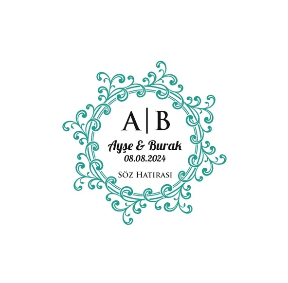 Klasik Dikdörtgen Mühür Kına Nişan Düğün 3x3 cm özel etiket / 50 adet sticker ürün görseli 1