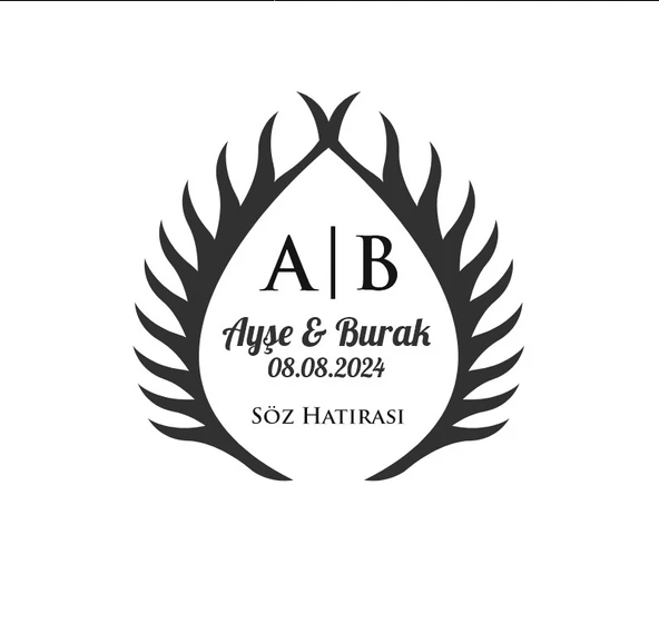 Minimalist Altın Rengi Yaprak Çelengi Etiketi Kına Nişan Düğün 3x3 cm özel etiket / 50 adet sticker ürün görseli 1