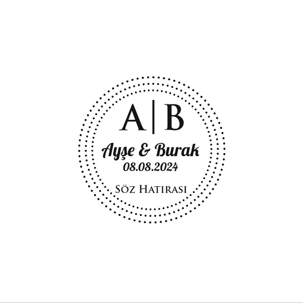Noktalı Çerçeveli Yuvarlak Mühür Kına Nişan Düğün 3x3 cm özel etiket / 50 adet sticker ürün görseli 1