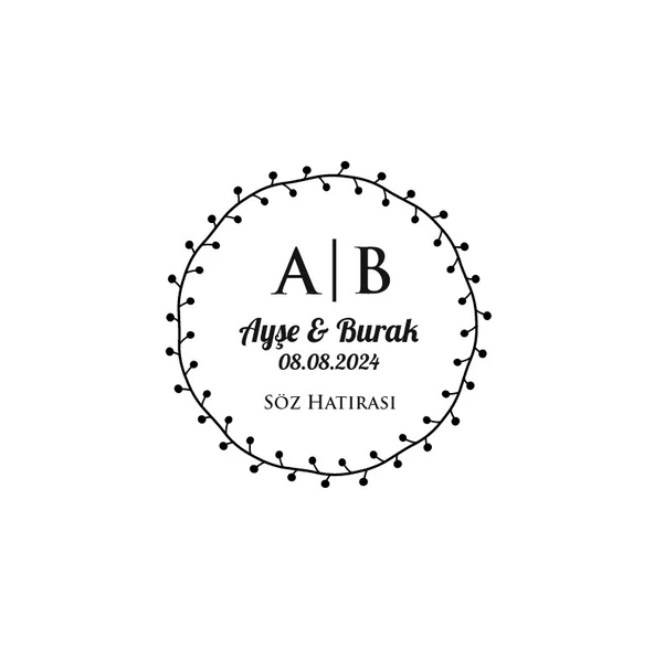 Sık Dal ve Meyveli Yuvarlak Mühür Kına Nişan Düğün 3x3 cm özel etiket / 50 adet sticker ürün görseli 1