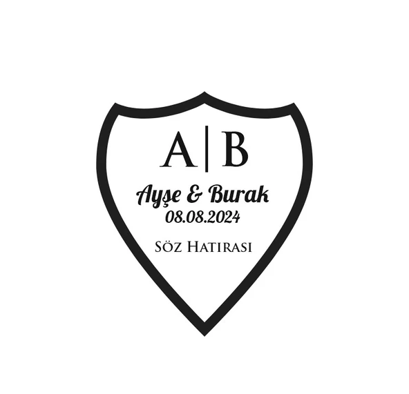 Kavisli Kalkan Mühür Kına Nişan Düğün 3x3 cm özel etiket / 50 adet sticker ürün görseli 1