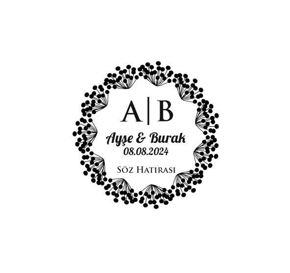 Meyveli Dal Çerçeveli Yuvarlak Mühür Kına Nişan Düğün 3x3 cm özel etiket / 50 adet sticker ürün görseli 1
