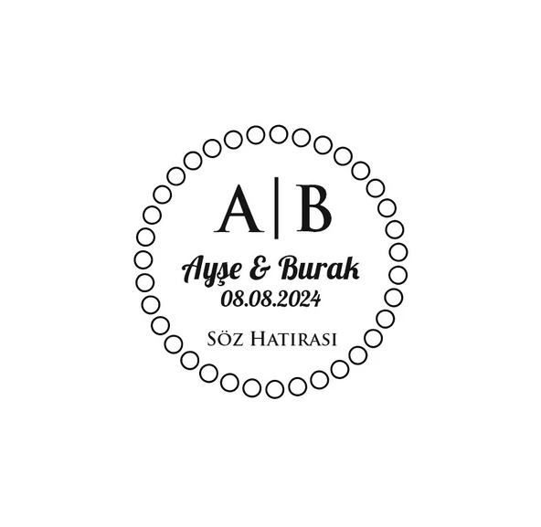 Halkalı Çerçeveli Yuvarlak Mühür Kına Nişan Düğün 3x3 cm özel etiket / 50 adet sticker ürün görseli 1