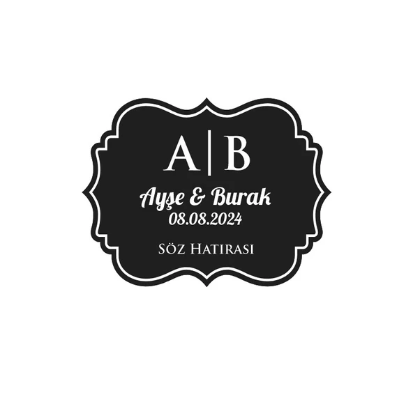 Meyveli Yuvarlak Çelenk Etiketi Kına Nişan Düğün 3x3 cm özel etiket / 50 adet sticker ürün görseli 1