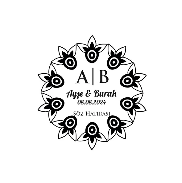 Kenarları Kabartmalı Kare Mühür Kına Nişan Düğün 3x3 cm özel etiket / 50 adet sticker ürün görseli 1