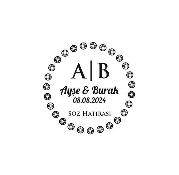İç İçi Halkalı Çerçeveli Yuvarlak Mühür Kına Nişan Düğün 3x3 cm özel etiket / 50 adet sticker ürün görseli 1