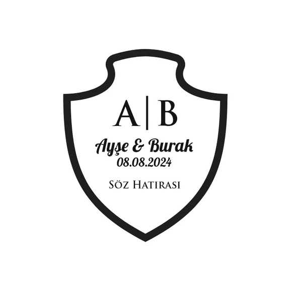 Boyunlu Kalkan Mühür Kına Nişan Düğün 3x3 cm özel etiket / 50 adet sticker ürün görseli 1