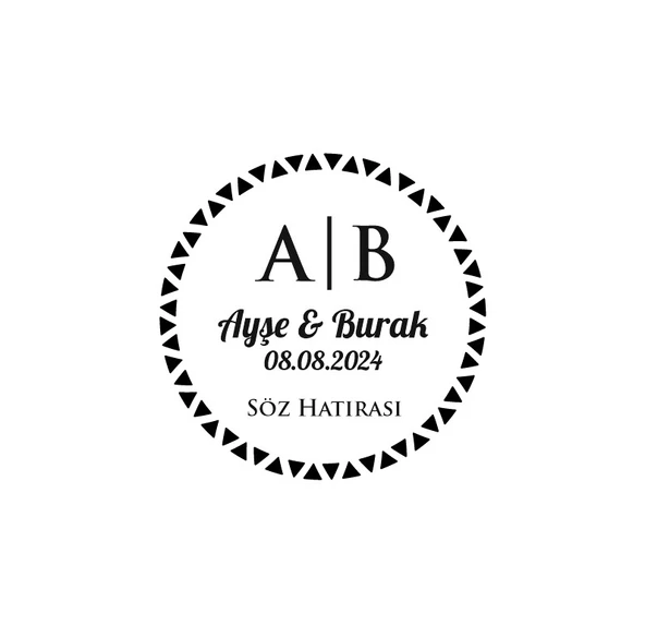 Üçgen Desenli Yuvarlak Mühür Kına Nişan Düğün 3x3 cm özel etiket / 50 adet sticker ürün görseli 1