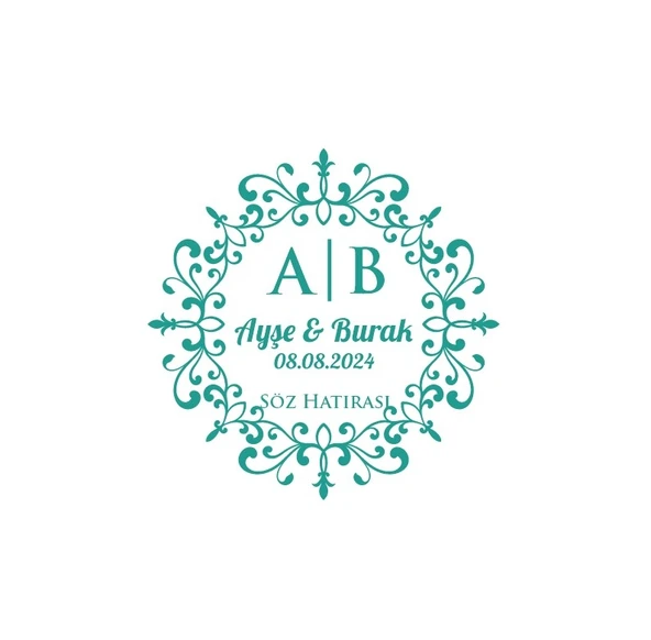 Basamaklı Dikdörtgen Mühür Kına Nişan Düğün 3x3 cm özel etiket / 50 adet sticker ürün görseli 1