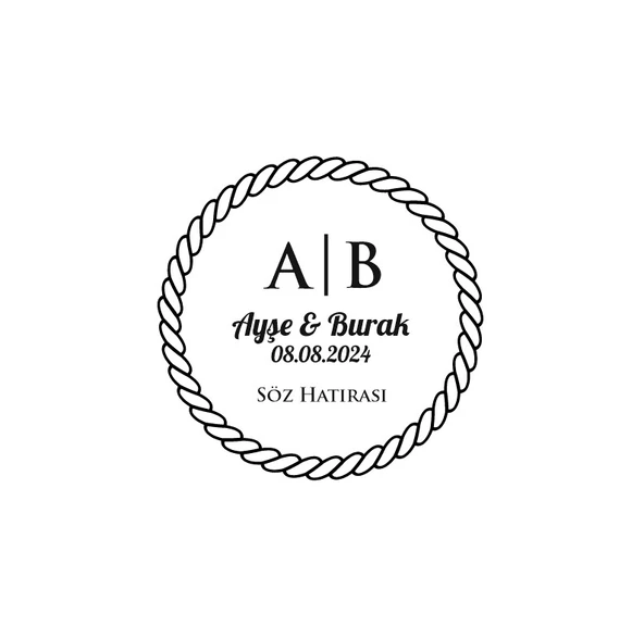 Çapraz Kare Formlu Yuvarlak Mühür Kına Nişan Düğün 3x3 cm özel etiket / 50 adet sticker ürün görseli 1
