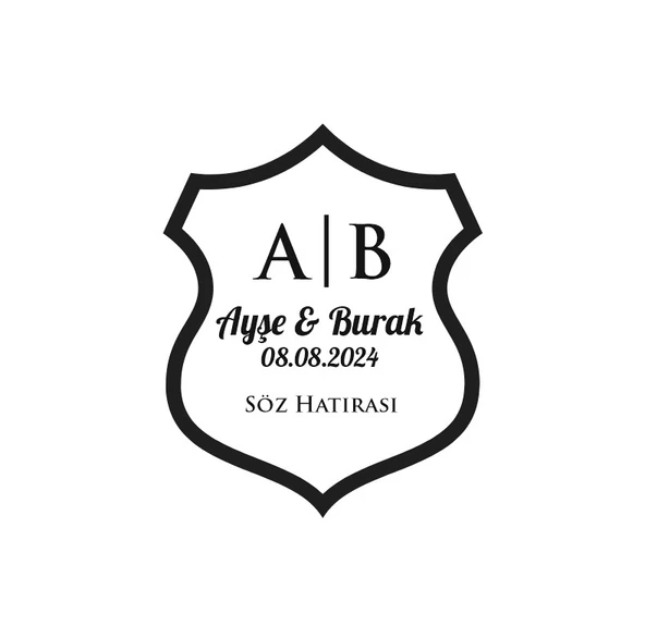 Dalgalı Kalkan Mühür Kına Nişan Düğün 3x3 cm özel etiket / 50 adet sticker ürün görseli 1