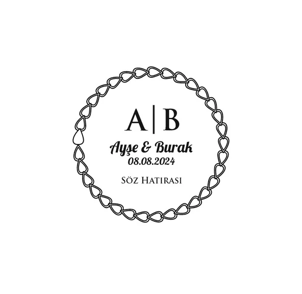 Düz Kenarlı Yuvarlak Mühür Kına Nişan Düğün 3x3 cm özel etiket / 50 adet sticker ürün görseli 1