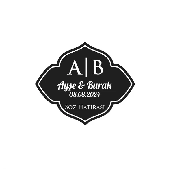 Sade Çiçekli Altın Çelenk Etiketi Kına Nişan Düğün 3x3 cm özel etiket / 50 adet sticker ürün görseli 1