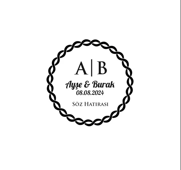 Çiçekli Dal Desenli Dikdörtgen Mühür Kına Nişan Düğün 3x3 cm özel etiket / 50 adet sticker ürün görseli 1