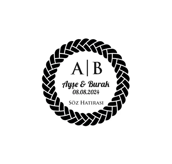 Kalın Örgü Yuvarlak Mühür Kına Nişan Düğün 3x3 cm özel etiket / 50 adet sticker ürün görseli 1