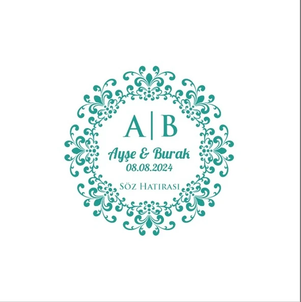 Yuvarlak Kenarlı Dikdörtgen Mühür Kına Nişan Düğün 3x3 cm özel etiket / 50 adet sticker ürün görseli 1